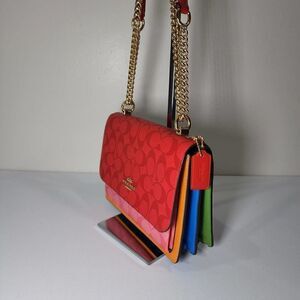 NWT COACH CA151 Signature Klare Crossbody Blocked Signature Canvas Miami